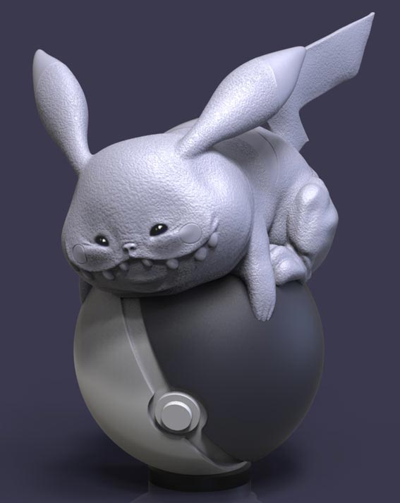 Renderizado 3D de una libre interpretación de uno de los personajes más queridos de la serie 'Pokémon', Pikachu.